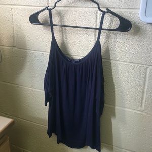 Sheer navy off the shoulder top